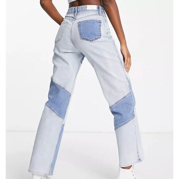 Hollister Patchwork Straight Leg Jeans Blue Two Tone Denim Size 25 - Picture 10 of 10